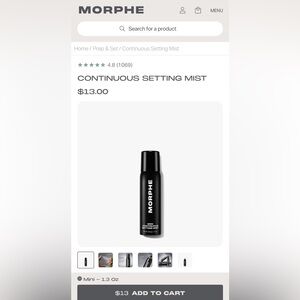 Morphe Air-Powered Setting Mist in Black 1.3oz
